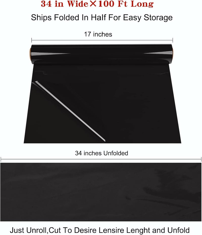 Giiffu Cellophane Wrap Roll-Black Wrapping Paper 34 In Wide X 100 Ft Long, 3 Mil Thick Cellophane Wrap Paper, Colorful Cello Flower Bouquet Wrapping for Gifts, Baskets, Treats, DIY Arts Crafts Décor - Image 2